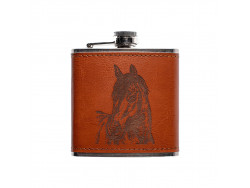Leather Covered Hip Flask - Horse Portrait
