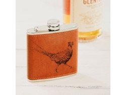 Leather Covered Hip Flask - Pheasant